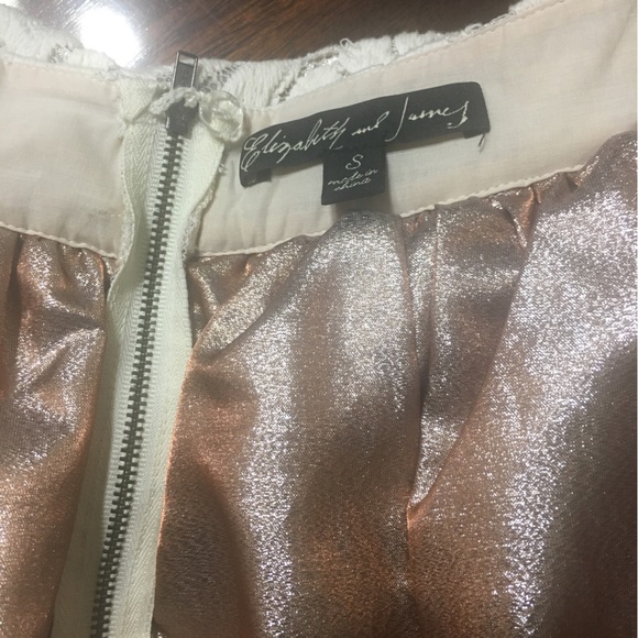 Elizabeth and James Skirt color: Music~Ivory & Silver floral lace brocade mini S - Picture 8 of 15